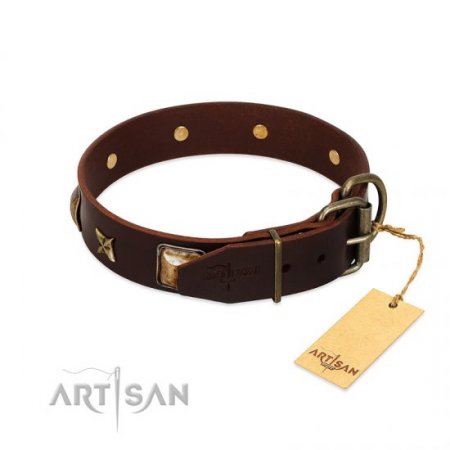 "Choco Dreams" Soft Brown Leather Dog Collar FDT Artisan