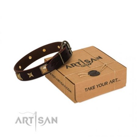 "Choco Dreams" Soft Brown Leather Dog Collar FDT Artisan