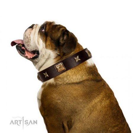 "Choco Dreams" Soft Brown Leather Dog Collar FDT Artisan