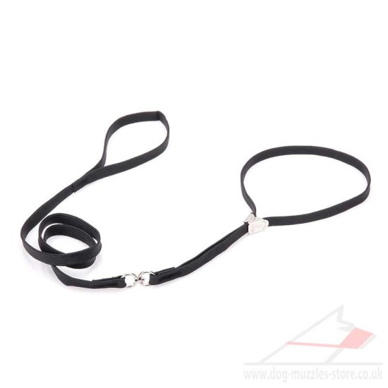 Black Nylon 6 ft Dog Lead and Collar Set Adjustable Neck Size