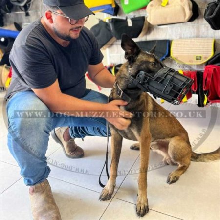 Belgian Malinois Dog Muzzle Basket Padded with Leather & Rubber