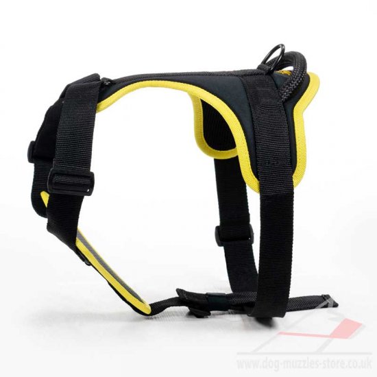 Yellow Black Dog Walking Harness with Handle S M L XL