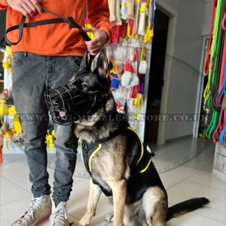 Yellow Black Dog Walking Harness with Handle S M L XL