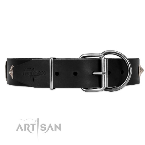leather dog collar metal buckle FDT Artisan