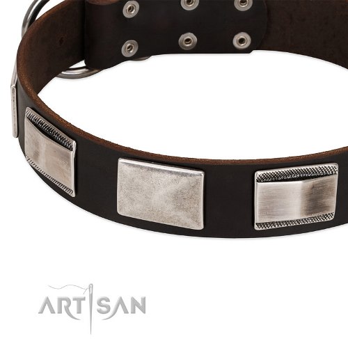 choose leather dog collars with D-ring Artisan online