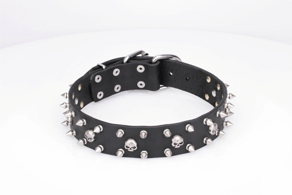 Spiked Dog Collar with Skulls from FDT Artisan